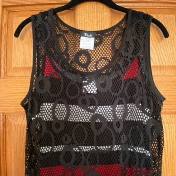 Bali Striped Dress with Mesh Overlay - Picture 4 of 6